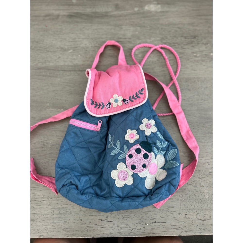Stephen Joseph Girls Quilted Ladybug Backpack Blue Pink Floral Toddler Bag